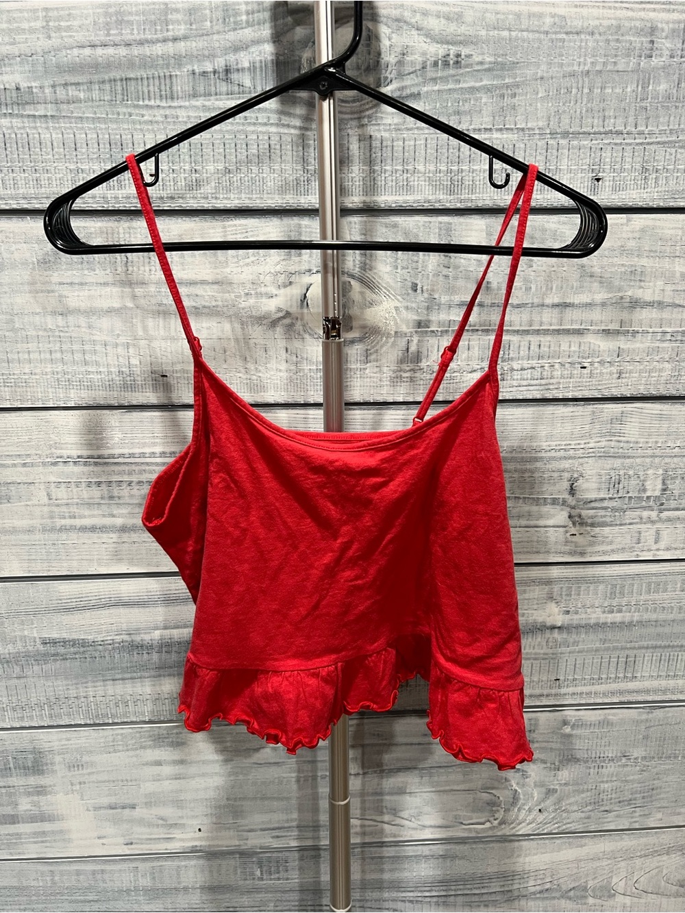 American Eagle Red Ruffle Hem Spaghetti-Strap Camisole